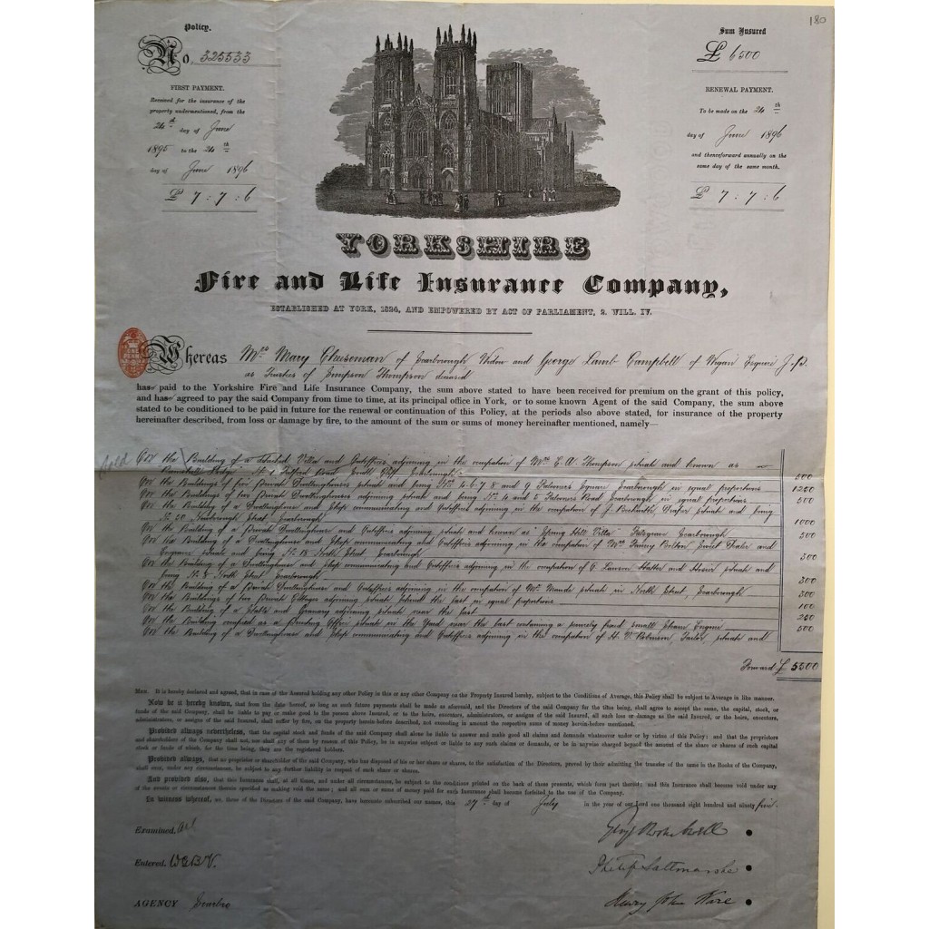 1895 - YORKSHIRE FIRE AND LIFE INSURANCE COMPANY