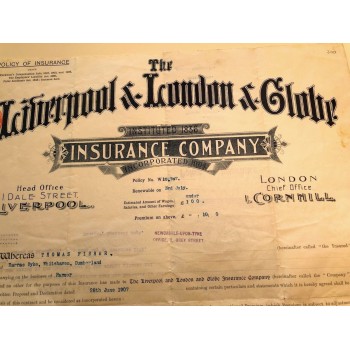 1907 - THE LIVERPOOL AND LONDON AND GLOBE INSURANCE COMPANY