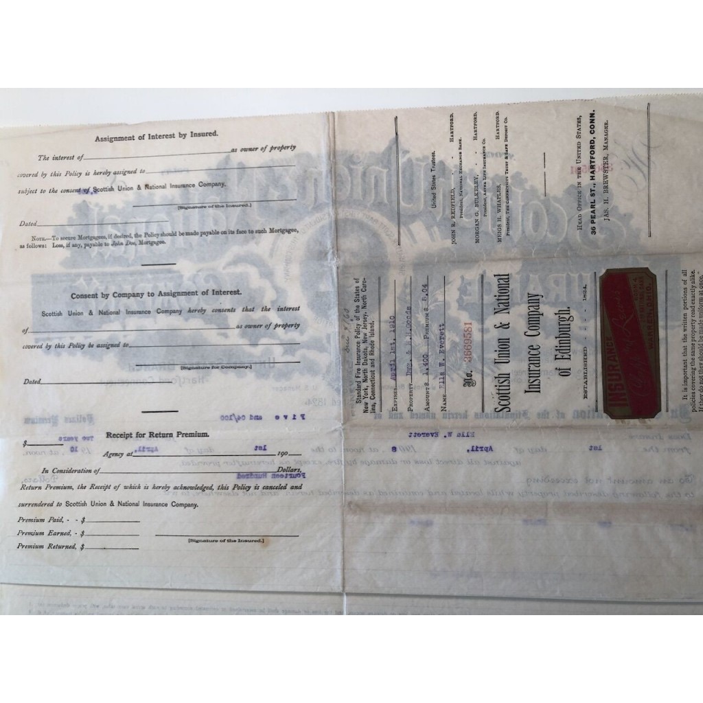 1908 - SCOTTISH UNION AND NATIONAL INSURANCE...