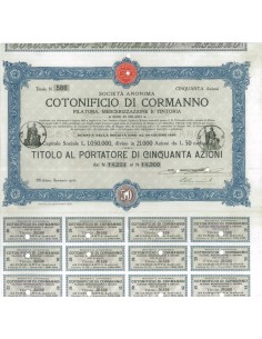 SOC. ANON. COTONIFICIO DI CORMANNO - 50 AZIONI MILANO 1916