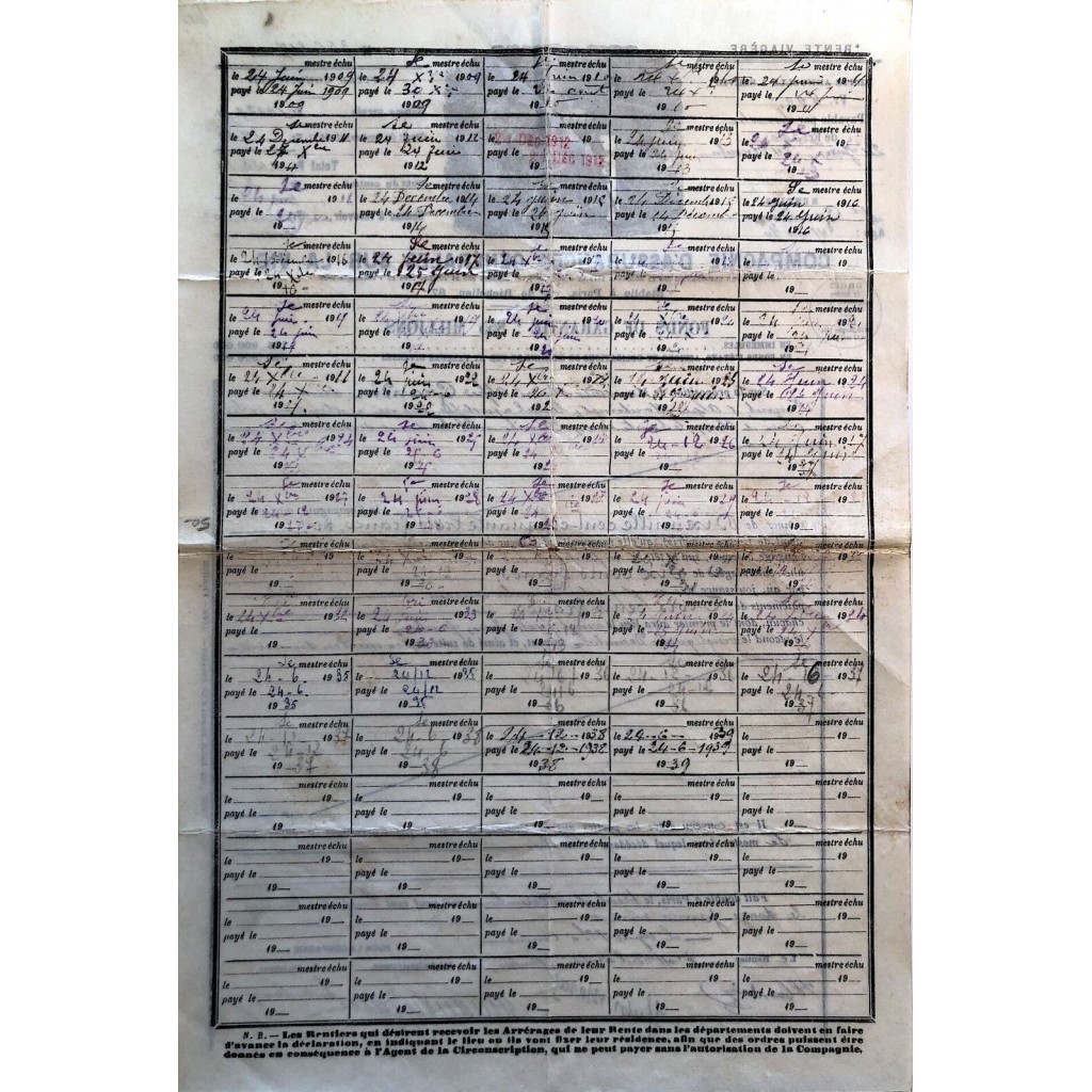 1908 - COMPAGNIE D'ASSURANCES GÉNÉRALES SUR LA VIE