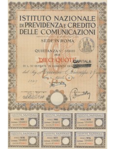 ISTITUTO NAZIONALE DI PREVIDENZA E CREDITO DELLE COMUNICAZIONI 10 QUOTE ROMA 1954