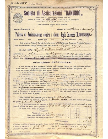 1910 - DANUBIO - SOC. DI ASSICURAZIONI