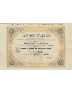LANIFICIO ITALIANO SOC. ANON. - 10 AZIONI AL PORTATORE GENOVA 1889