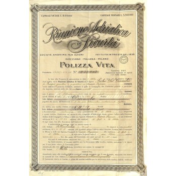 1910 - RIUNIONE ADRIATICA DI SICURTA' - POLIZZA VITA