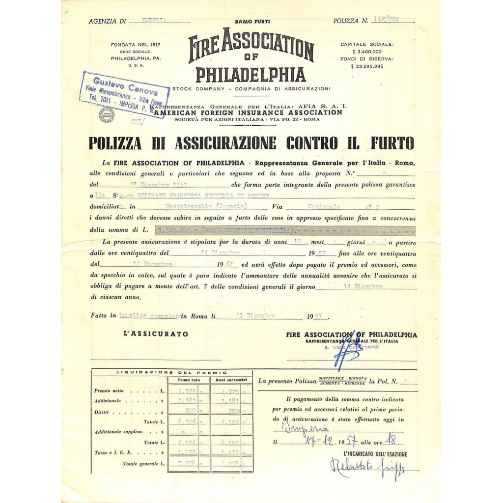 1957 - FIRE ASSOCIATION OF PHILADELPHIA -...