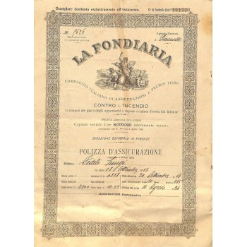 1913 - LA FONDIARIA - COMP. ITAL. DI ASSIC. A PREMIO FISSO CONTRO L'INCENDIO
