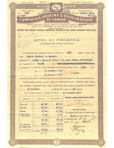 1937 - COMPAGNIA ANONIMA D'ASSICURAZIONE DI TORINO - ATTO...
