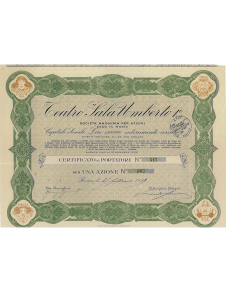 TEATRO SALA UMBERTO I - UNA AZIONE ROMA 1928