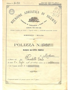 1916 - RIUNIONE ADRIATICA DI SICURTA' - COMP. DI ASSICUR....